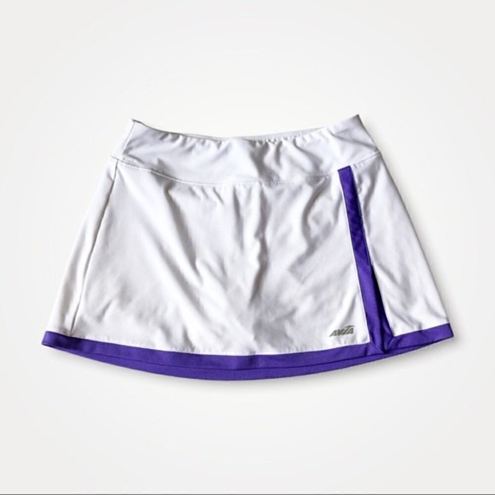 AVIA White & Purple Trim Tennis Athletic Skirt Skort Built In Shorts S - Picture 2 of 6